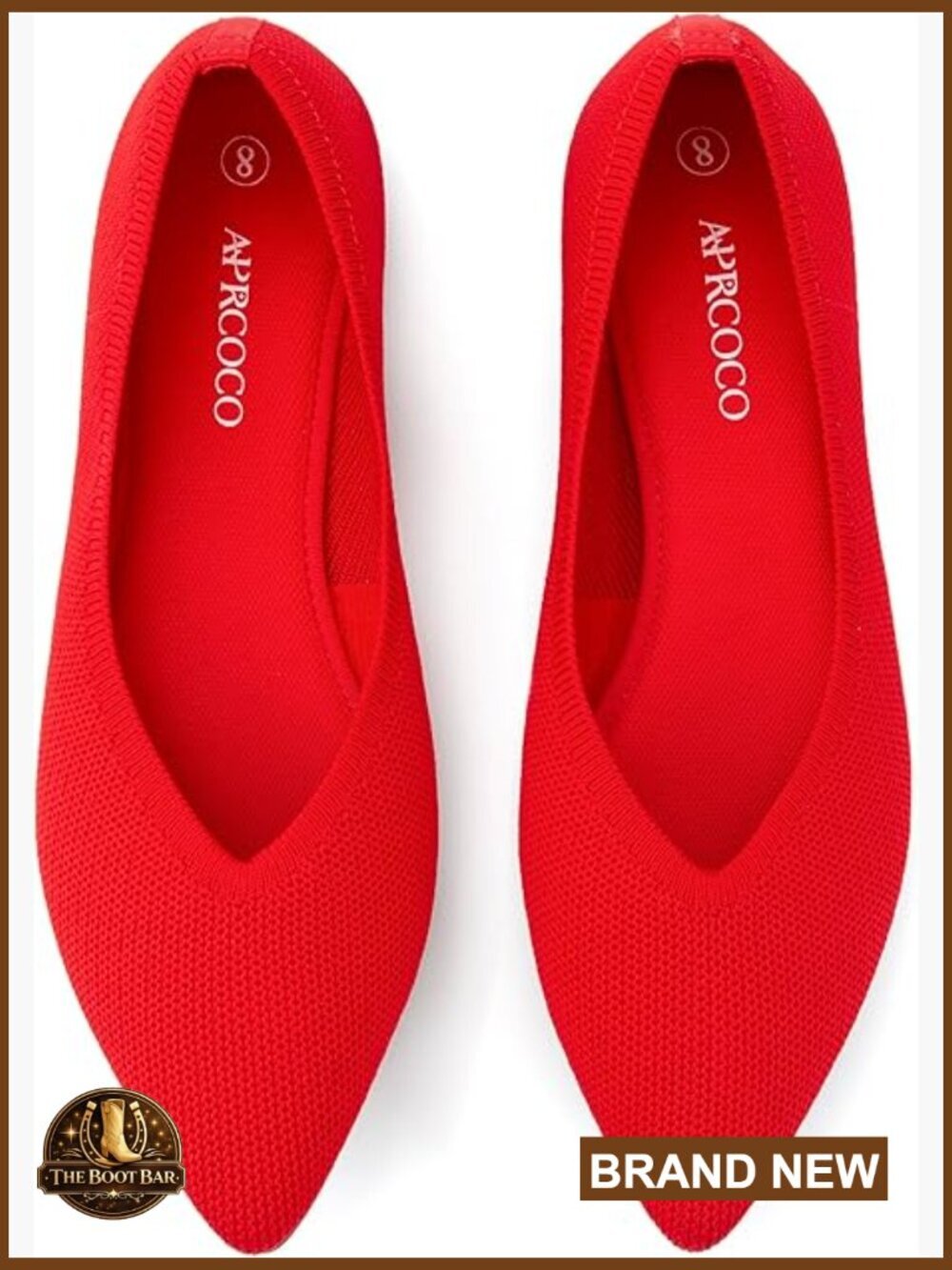 Womens Ballet Pointed Toe Knit Flats Lightweight Washable Slip On Dressy Shoes